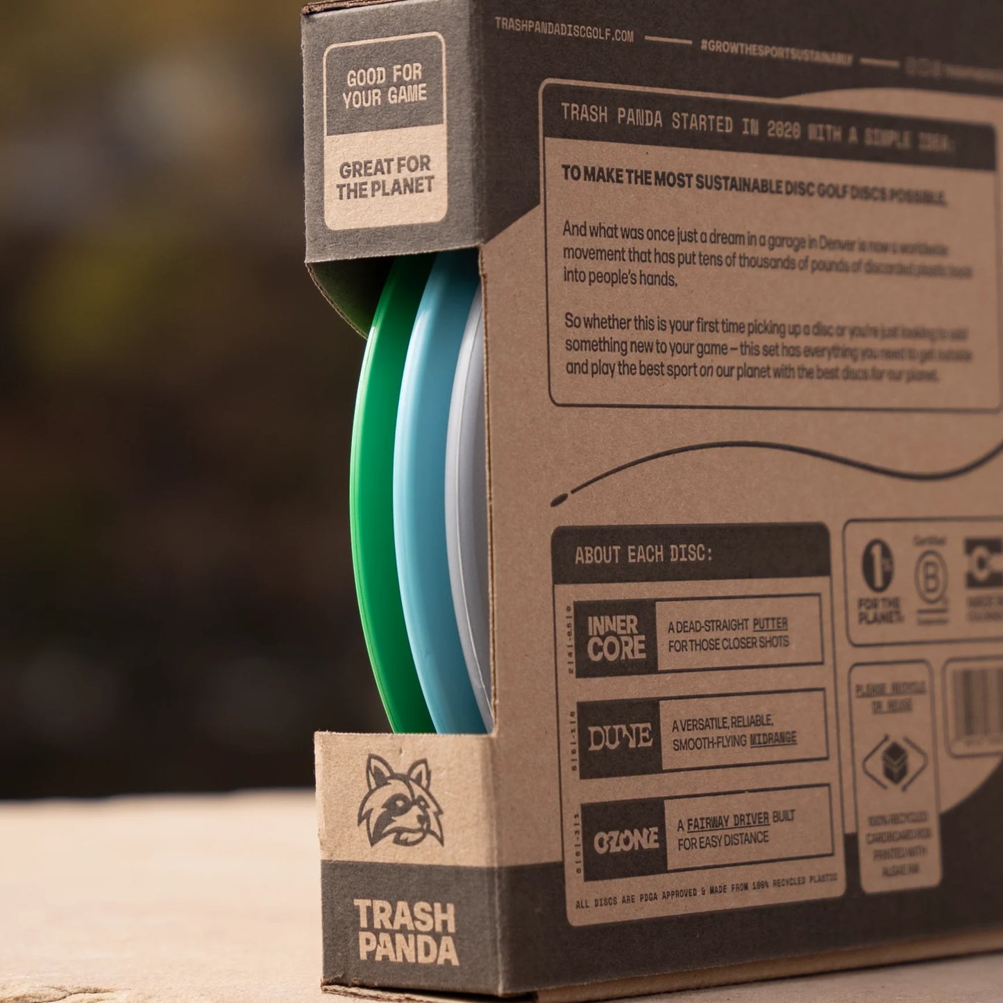 Trash Panda 100% Recycled Plastic Disc Golf 3-Disc Set
