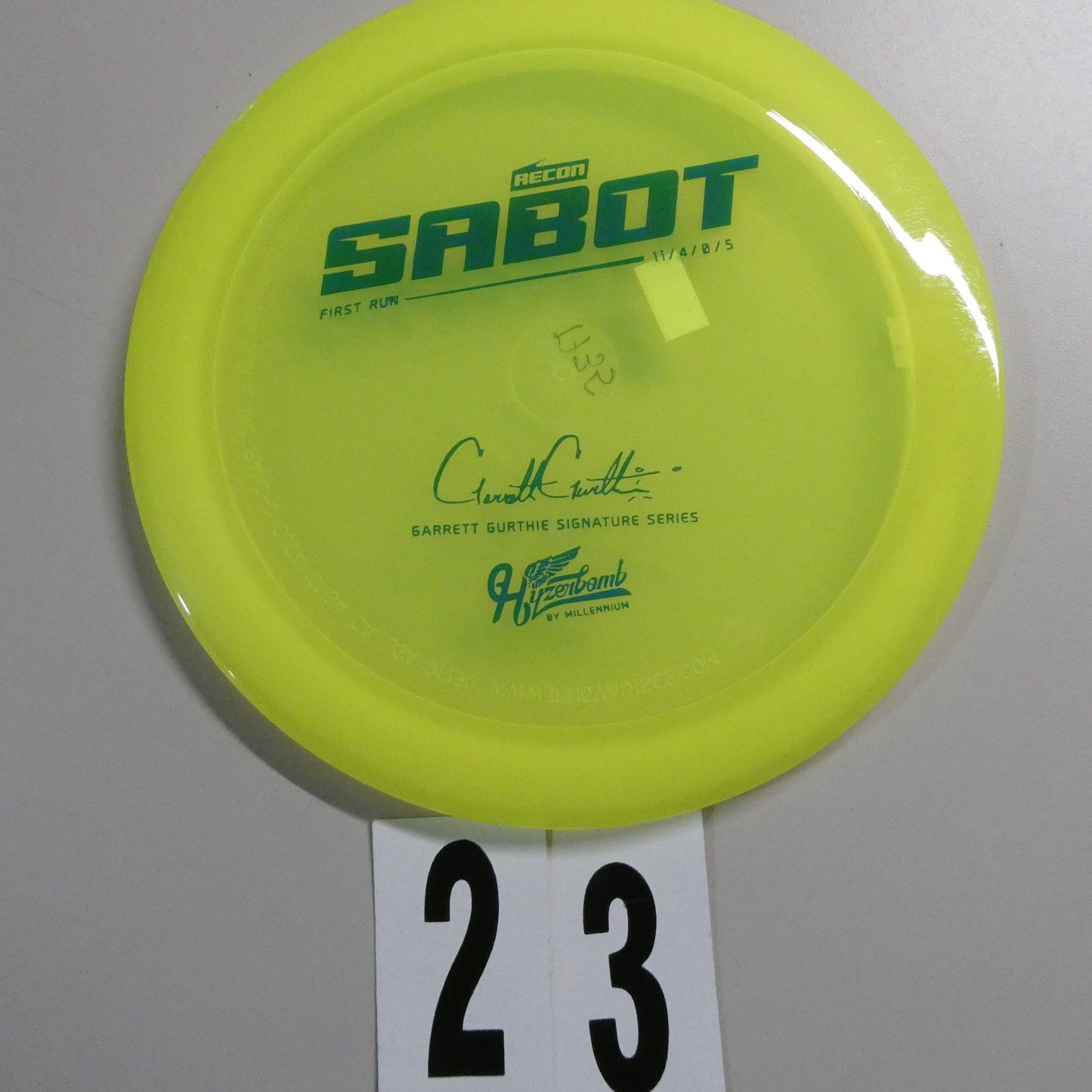 1st Run Hyzerbomb Recon Flat Top Sabot-Garrett Gurthie Signature Edition